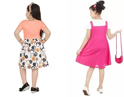 Stylish Multicoloured Crepe Dress For Girls Pack Of 2-thumb2