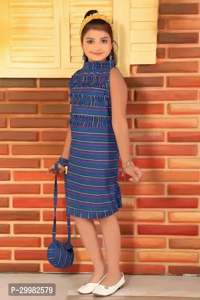 Stylish Multicoloured Crepe Dress For Girls