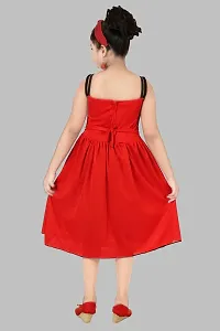 Stylish Red Crepe Dress For Girls-thumb1