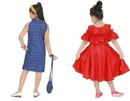 Stylish Multicoloured Crepe Dress For Girls Pack Of 2-thumb2