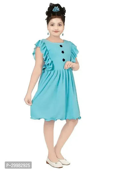 Stylish Blue Crepe Dress For Girls-thumb5