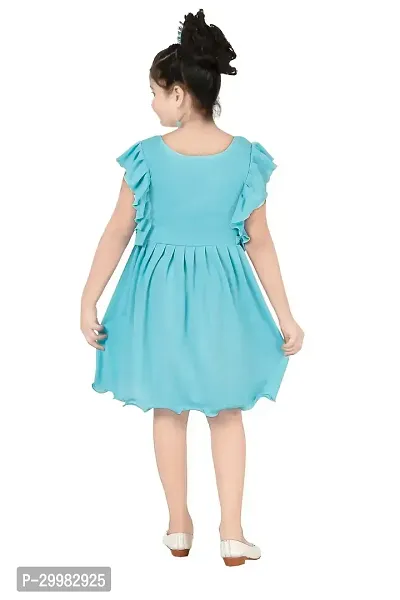 Stylish Blue Crepe Dress For Girls-thumb3