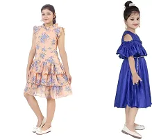 Stylish Multicoloured Crepe Dress For Girls Pack Of 2-thumb1