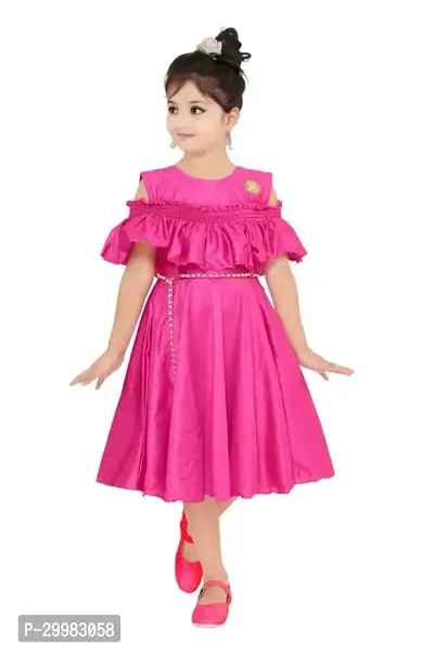 Stylish Pink Silk Dress For Girls-thumb0