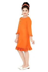 Stylish Orange Crepe Dress For Girls-thumb4