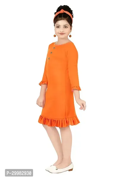 Stylish Orange Crepe Dress For Girls-thumb5