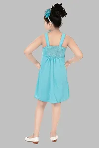 Stylish Blue Crepe Fit And Flare Dress For Girl-thumb1