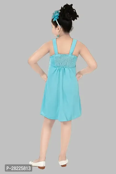 Stylish Blue Crepe Fit And Flare Dress For Girl-thumb2