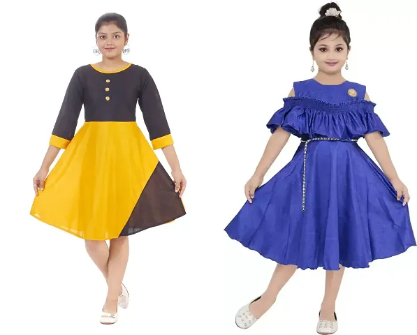 Stylish Crepe Dress For Girls Pack Of 2