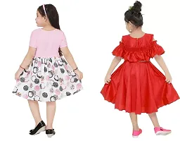 Stylish Multicoloured Crepe Dress For Girls Pack Of 2-thumb2