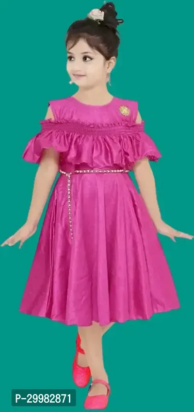 Stylish Pink Silk Dress For Girls-thumb0