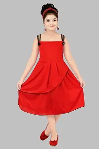 Stylish Red Crepe Fit And Flare Dress For Girl-thumb1