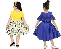 Stylish Multicoloured Crepe Dress For Girls Pack Of 2-thumb3