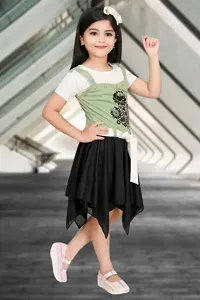 Stylish Green Cotton Blend Dress For Girls-thumb2