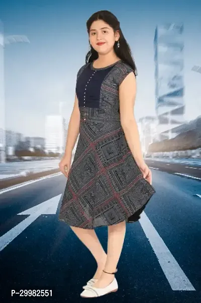 Stylish Navy Blue Georgette Dress For Girls-thumb2