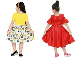 Stylish Multicoloured Crepe Dress For Girls Pack Of 2-thumb2