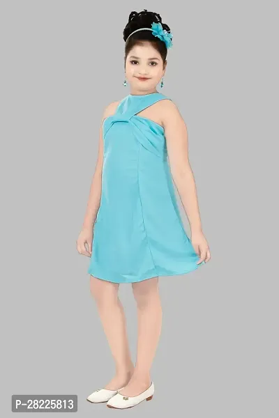 Stylish Blue Crepe Fit And Flare Dress For Girl-thumb5