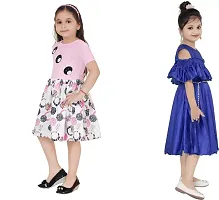 Stylish Multicoloured Crepe Dress For Girls Pack Of 2-thumb1