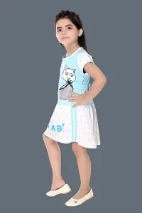 Stylish Blue Cotton Dress For Girls-thumb1