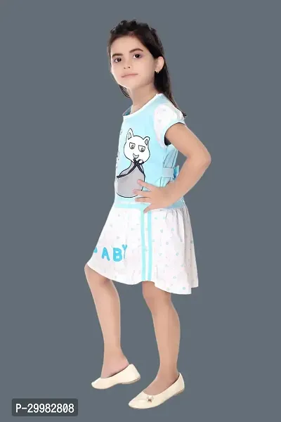 Stylish Blue Cotton Dress For Girls-thumb2