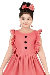 Stylish Peach Crepe Dress For Girls-thumb2