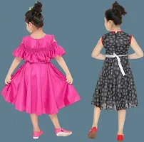 Stylish Multicoloured Cotton Blend Dress For Girls Pack Of 2-thumb1