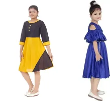 Stylish Multicoloured Crepe Dress For Girls Pack Of 2-thumb1