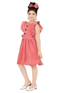 Stylish Peach Crepe Dress For Girls-thumb3