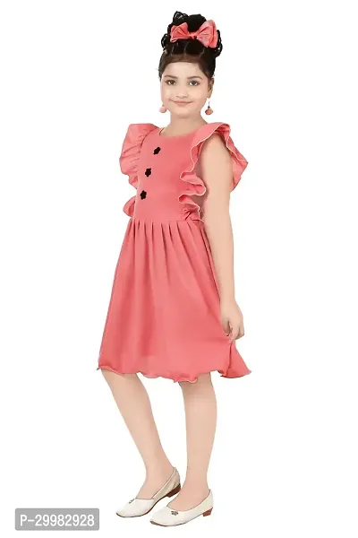 Stylish Peach Crepe Dress For Girls-thumb4