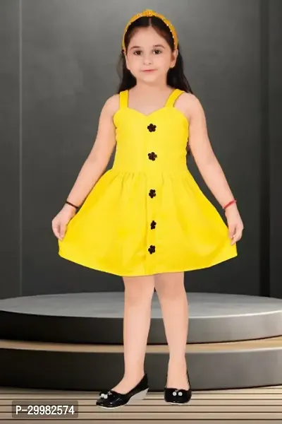 Stylish Yellow Crepe Dress For Girls