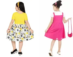 Stylish Multicoloured Crepe Dress For Girls Pack Of 2-thumb2