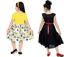 Stylish Multicoloured Crepe Dress For Girls Pack Of 2-thumb2