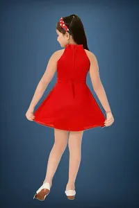 Stylish Red Crepe Dress For Girls-thumb1