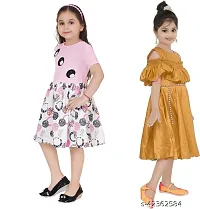 Stylish Multicoloured Crepe Dress For Girls Pack Of 2-thumb1