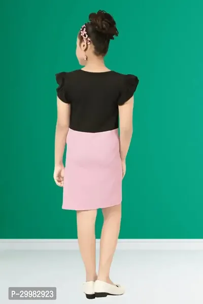 Stylish Pink Crepe Dress For Girls-thumb2