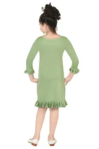 Stylish Green Crepe Dress For Girls-thumb2