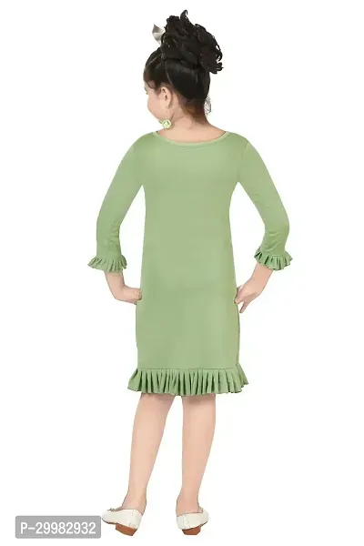 Stylish Green Crepe Dress For Girls-thumb3