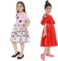 Stylish Multicoloured Crepe Dress For Girls Pack Of 2-thumb1