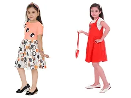 Stylish Multicoloured Crepe Dress For Girls Pack Of 2-thumb1