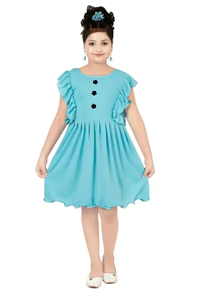 Girls Crepe Solid Frock