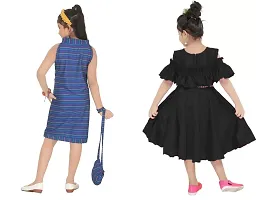 Stylish Multicoloured Crepe Dress For Girls Pack Of 2-thumb3