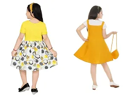 Stylish Yellow Crepe Dress For Girls Pack Of 2-thumb2