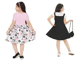 Stylish Multicoloured Crepe Dress For Girls Pack Of 2-thumb2