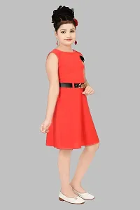 Stylish Red Crepe Dress For Girls-thumb2