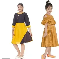 Stylish Multicoloured Crepe Dress For Girls Pack Of 2-thumb1