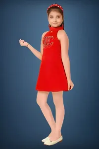 Stylish Red Crepe Dress For Girls-thumb2