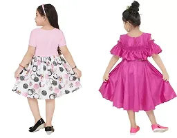 Stylish Pink Crepe Dress For Girls Pack Of 2-thumb3