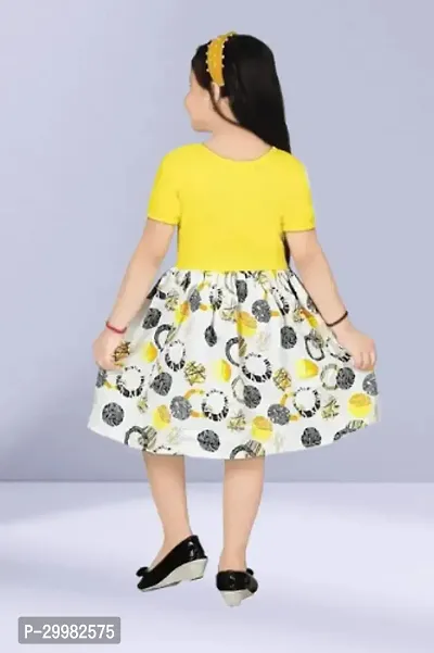 Stylish Yellow Cotton Blend Dress For Girls-thumb3