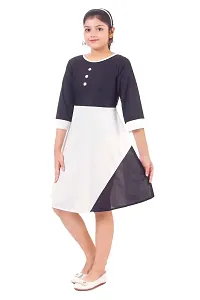 Stylish White Crepe Dress For Girls-thumb1