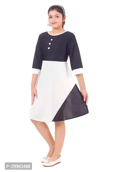 Stylish White Crepe Dress For Girls-thumb2